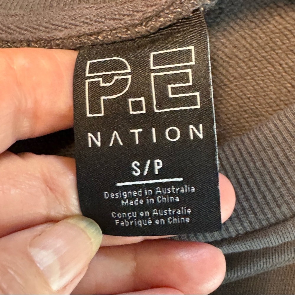 Women’s P.E. Nation Size Small Gray/Cream Sweatshirt w Open Back & Buckle Tie - Picture 8 of 10